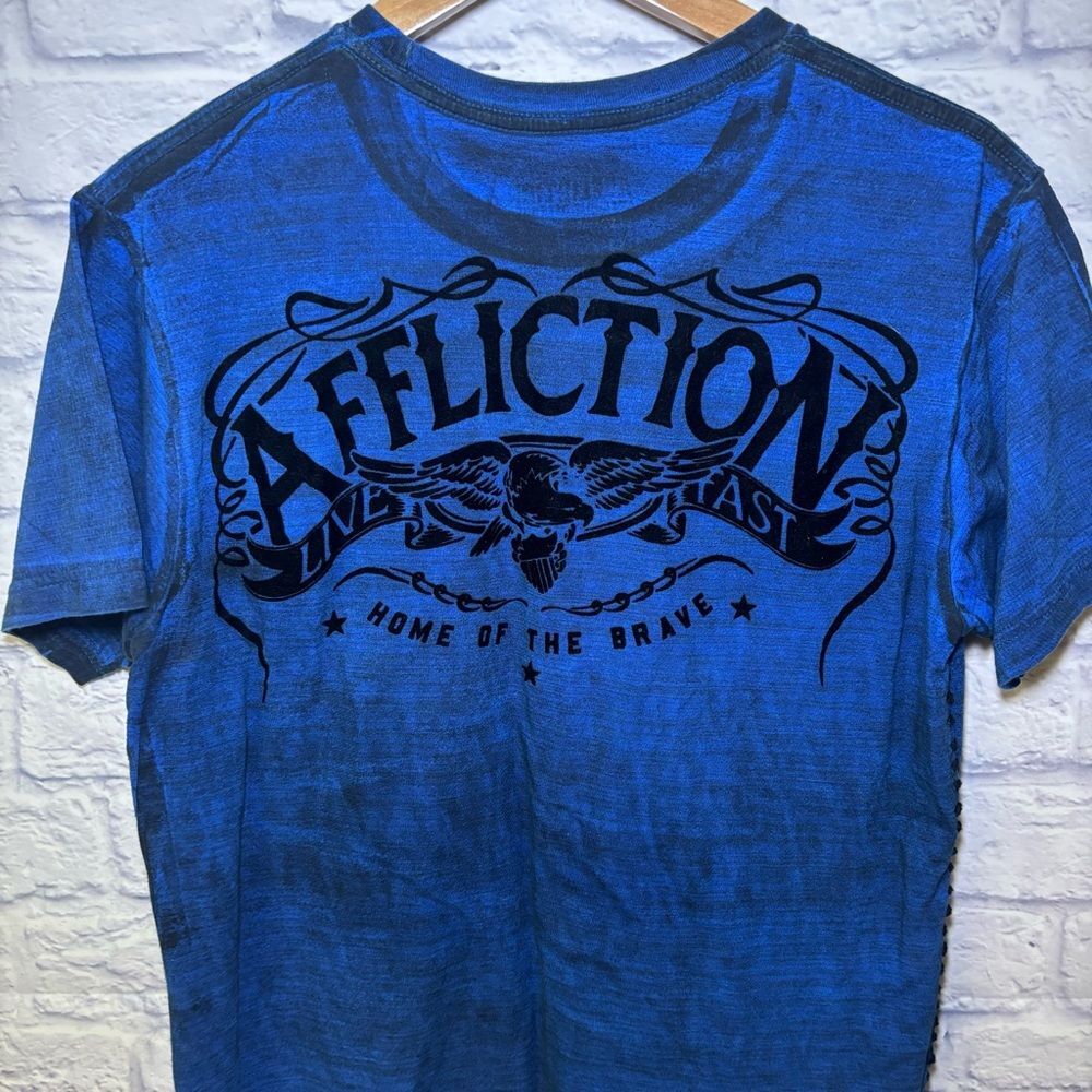 Vintage Y2K Affliction Distressed Mens Freedom Defender Graphic T-shirt Large - Picture 11 of 13